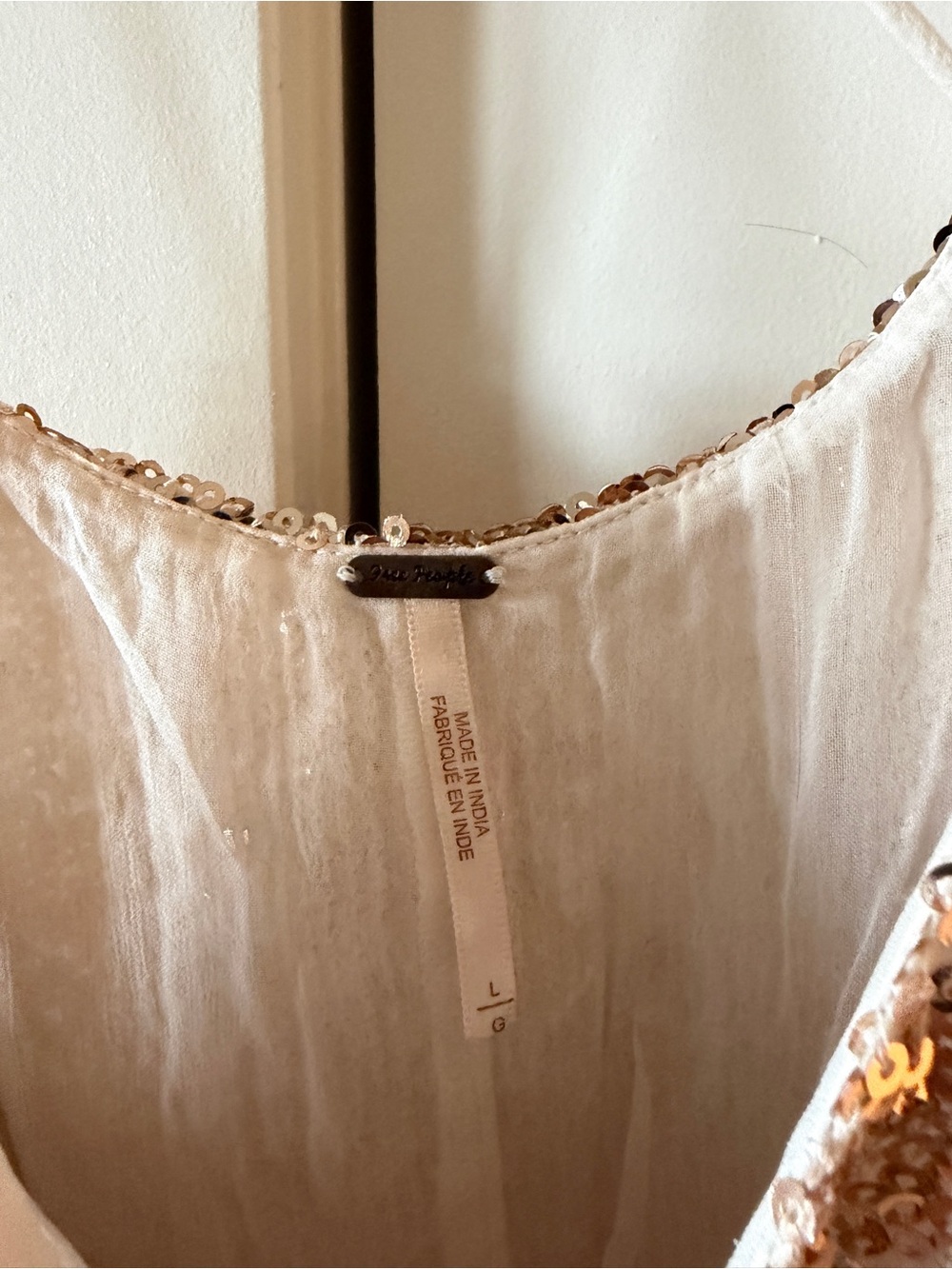 Free People Gold Sparkler Mini Slip Dress Sequins Going Out size Large - Picture 4 of 5